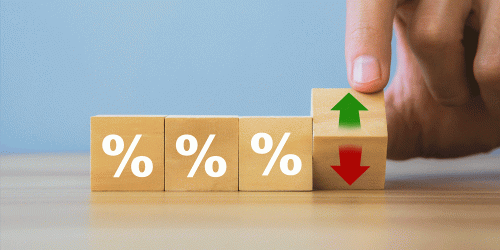 evolucion de los mercados Flecha hacia arriba y hacia bajo